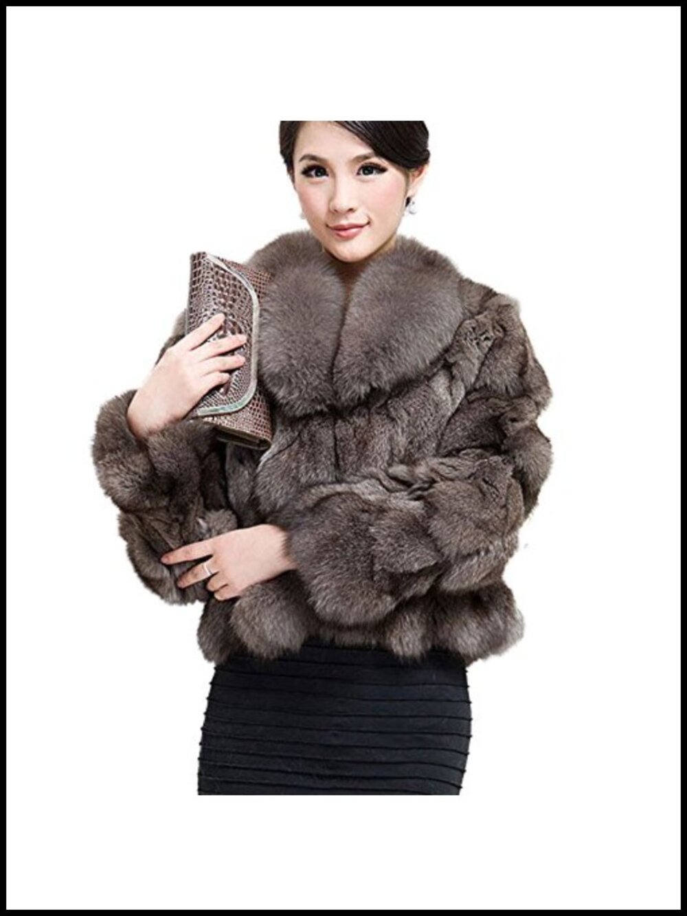 Real Fox Fur Coat Thick Warm Winter Fur Jacket Lapel Collar Adult